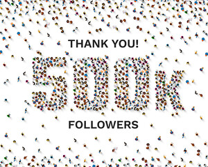 Thank you followers peoples, 500k online social group, happy banner celebrate, Vector