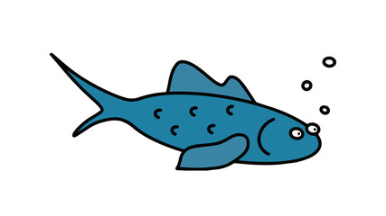 Funny sticker fish. Fish with a funny look. Good for postcards, stickers and children's books. Isolated. Vector.