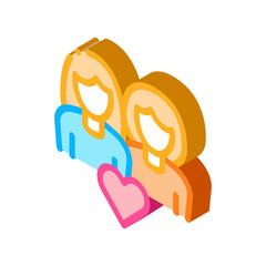 women homosexual love lesbian icon vector. isometric women homosexual love lesbian sign. color isolated symbol illustration