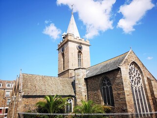 The Town Church is also known as the - Parish Church of St Peter Port in Guernsey with a pedestrian...
