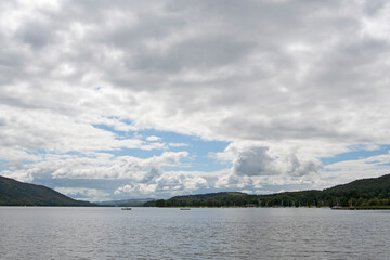 Clouds over Coniston Waters, in Coniston, in the Lake District, Cumbria, England.