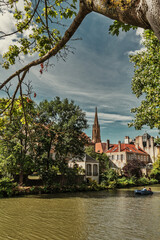 Fototapeta premium Metz, view on the riverside with beautiful old buildings