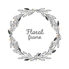 Frame naturel flora. Wreath branch line elegant.Vector illustration