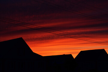 sunset in the village