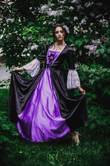 Fototapeta premium Lady in black and purple baroque dress