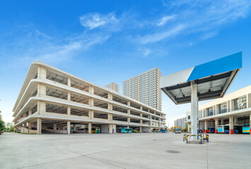 Landscape of multi-storey garage, Jiangxi, China.
