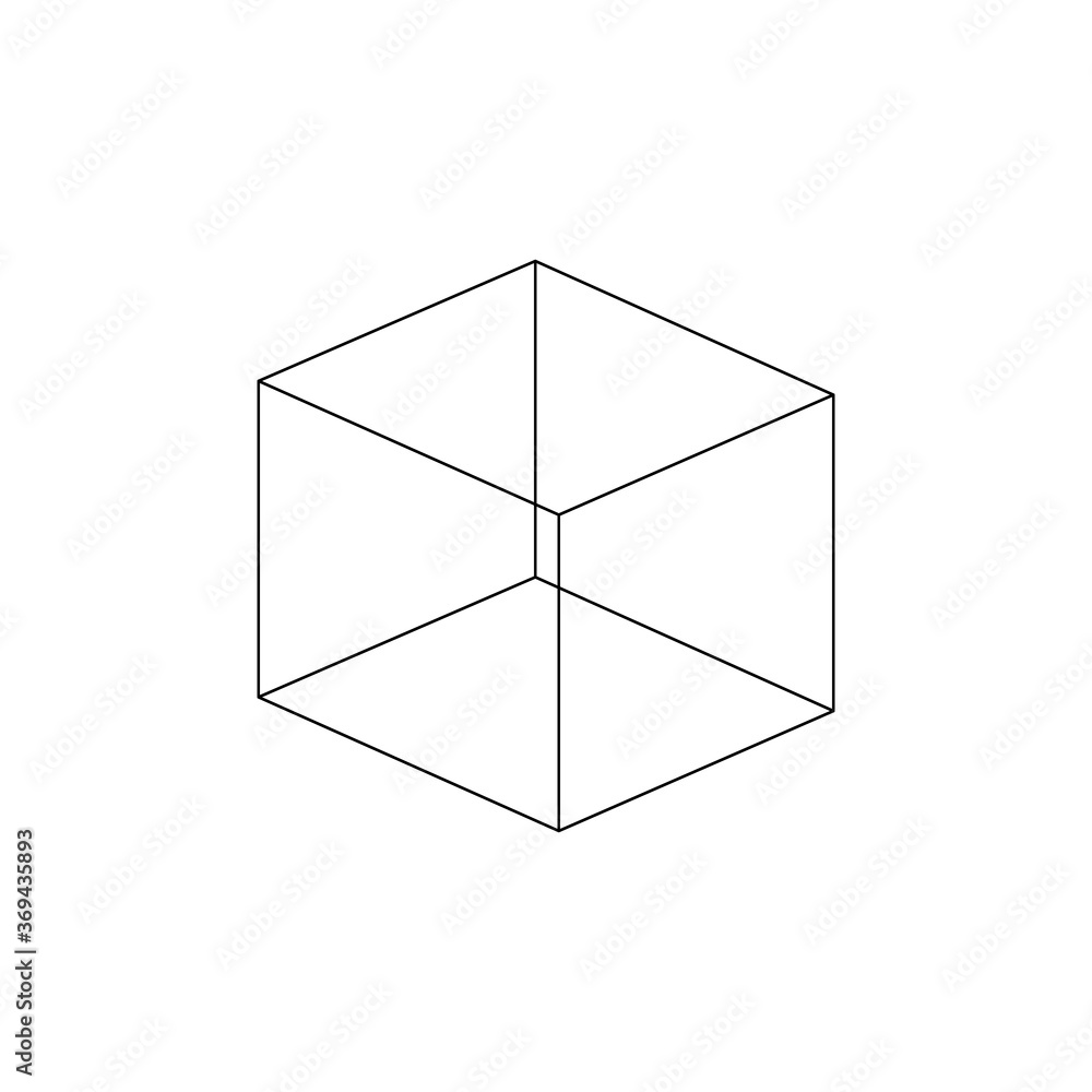 Poster cube line icon. simple geometrical shape vector isolated on white