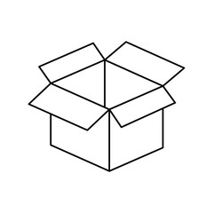 Box line icon. Open box outline vector illustration isolated on white.