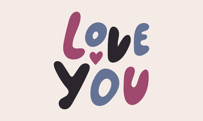 Hand drawn vector inscription. I love you text isolated on white background. Template for banner, poster or print. Summer lettering collection