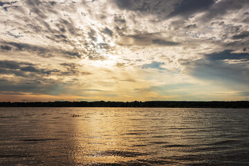 Scenery with river in the background light of the twilight sky