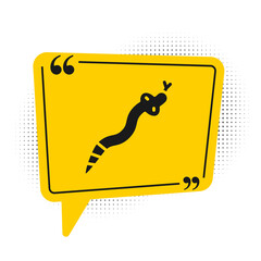 Black Snake icon isolated on white background. Yellow speech bubble symbol. Vector.