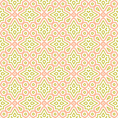 Cartoon geometric linear seamless pattern. Fantasy oriental mosaic background with different geo shapes. Arabesque tile wrapping paper. Vector illustration.      