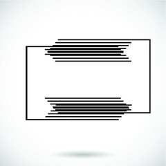 Rectangle Logo with lines.Square unusual icon Design .Black Vector stripes .Geometric shape. Photo border frame