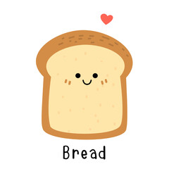 Slice of bread with heart and hand drawn text 