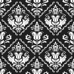 Fototapeta premium Classic seamless vector pattern. Damask orient ornament. Classic vintage black and white background. Orient ornament for fabric, wallpaper and packaging