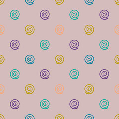 Cartoon abstract swirl seamless pattern. Curly geo infinity backdrop. Twist geometric wrapping paper. Vector illustration. 