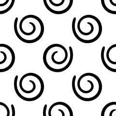 Cartoon abstract swirl seamless pattern. Curly geo infinity backdrop. Twist geometric wrapping paper. Vector illustration. 