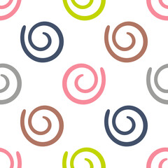 Cartoon abstract swirl seamless pattern. Curly geo infinity backdrop. Twist geometric wrapping paper. Vector illustration. 