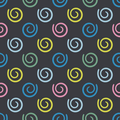 Cartoon abstract swirl seamless pattern. Curly geo infinity backdrop. Twist geometric wrapping paper. Vector illustration. 