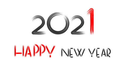 Naklejka na ściany i meble Happy new year 2021 script text hand lettering.
