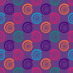 Cartoon abstract swirl seamless pattern. Curly geo infinity backdrop. Twist geometric wrapping paper. Vector illustration. 