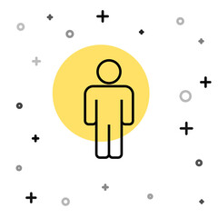 Black line User of man icon isolated on white background. Business avatar symbol user profile icon. Male user sign. Random dynamic shapes. Vector.