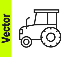 Black line Tractor icon isolated on white background. Vector.