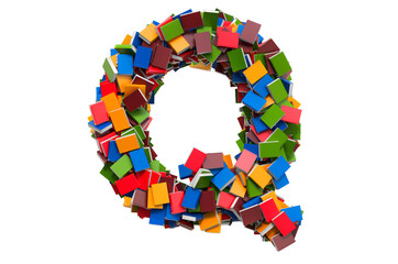 Letter Q from colored books. 3D rendering