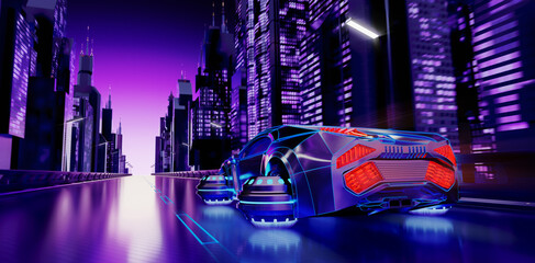 Obraz na płótnie Canvas Futuristic Night City Background. 3D illustration