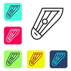 Black line Musical instrument kankles icon isolated on white background. Set icons in color square buttons. Vector.