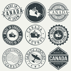 Fototapeta premium Canada Set of Stamps. Travel Stamp. Made In Product. Design Seals Old Style Insignia.