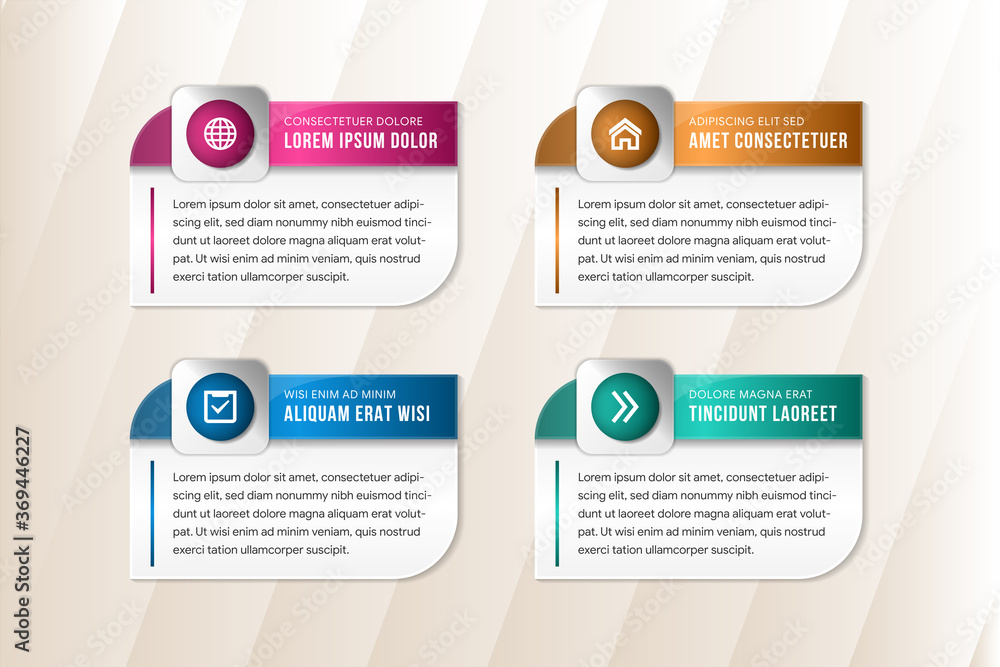 Poster modern vector illustration 3d. template of a rectangle with rounded corners infographic with two ele