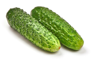 Fresh cucumbers, isolated on white background