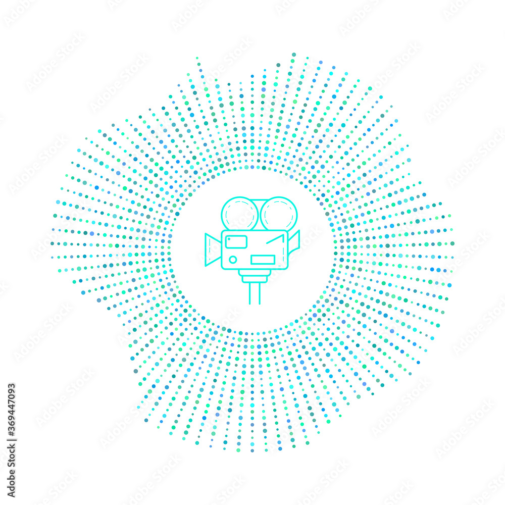 Poster camera in badge with blue dots