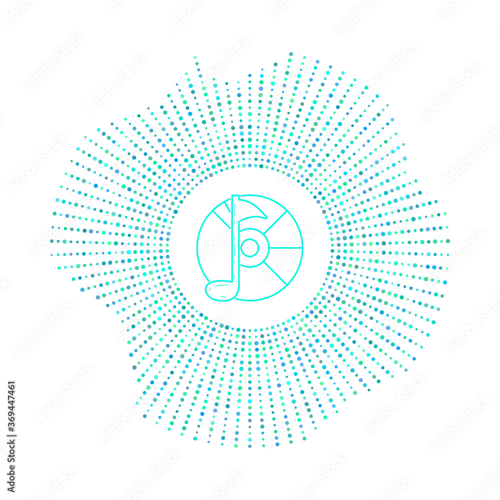 Poster laser disk with a note in badge with blue dots