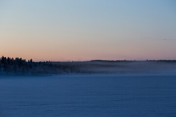Winter landscape in Nuorgam, Lapland, Finland