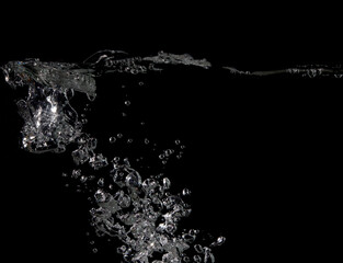 Bubble soda and white oxygen air, in underwater clear liquid with bubbles flowing up on the water...