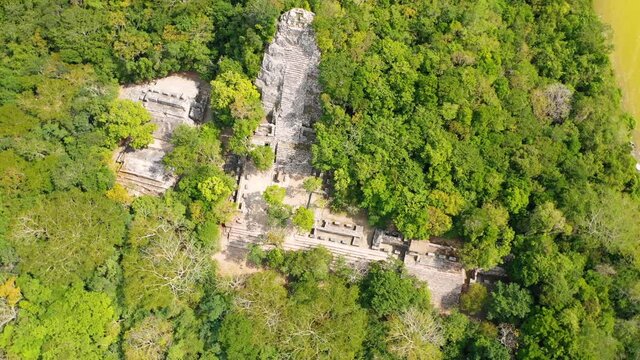 Aerial view of Coba Ruins in Quintana Roo, Mexico.
