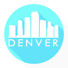 Naklejka premium Denver Colorado USA Flat Icon Skyline Silhouette Design City Vector Art Famous Buildings.