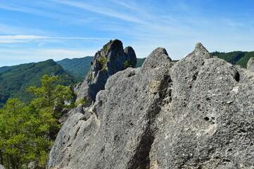 Beautiful Sulov rocks with forrests around during the summer in national nature reserve Sulov rocks in Slovakia