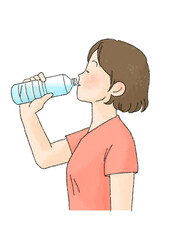 水を飲む女性