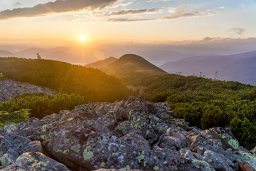 Naklejka na ściany i meble Sunset, view from Borevka peak