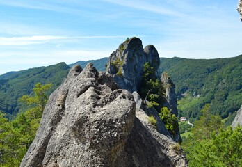 Beautiful Sulov rocks with forrests around during the summer in national nature reserve Sulov rocks in Slovakia