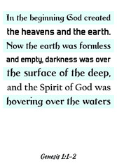 In the beginning God created the heavens and the earth. Bible verse, quote