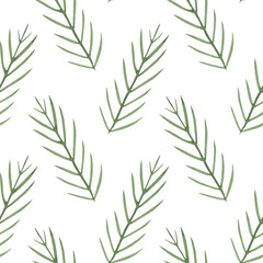 Watercolor seamless pattern with part of the Christmas tree. Use for print, wallpaper, textile, background, scrapbooking, packaging.