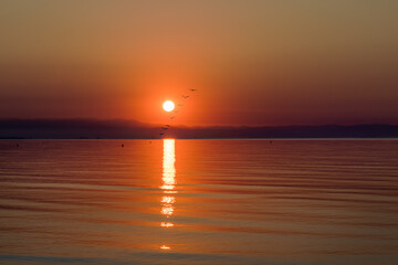 beautiful sunrise on the adriatic sea in italy