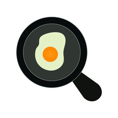 Vector frying pan and egg icon design element illustration isolated on white background.