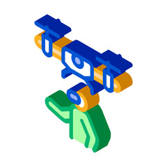 drone vr glasses remote controle icon vector. isometric drone vr glasses remote controle sign. color isolated symbol illustration