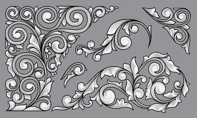 Vintage ornate decorative design elements