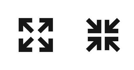 Obraz premium Arrow inside and out in square black icon. Set direction pointer abstract symbol. Vector